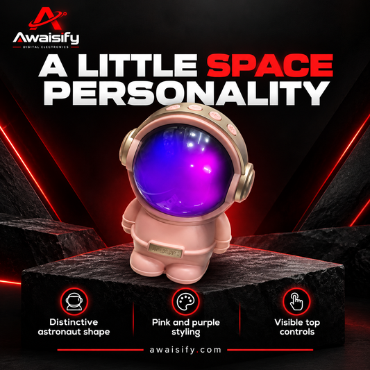 Pink Astronaut Wireless Speaker – Purple Visor & Desktop Design