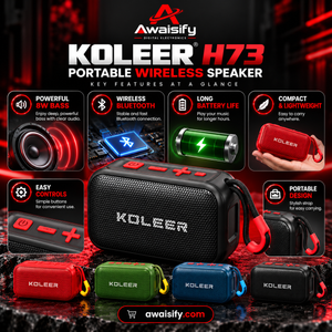 KOLEER H73 Portable Bluetooth Speaker – 8W Bass, Wireless Mini Speaker with Carry Strap