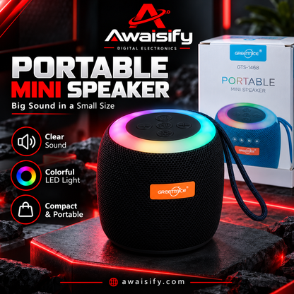 GTS-1468 Portable Mini Bluetooth Speaker with RGB LED Lights – Black