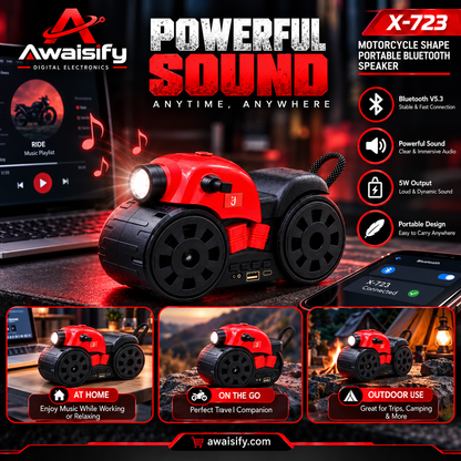 X-723 Motorcycle Shape Portable Bluetooth Speaker – 5W Wireless Music Speaker with Stylish Bike Design