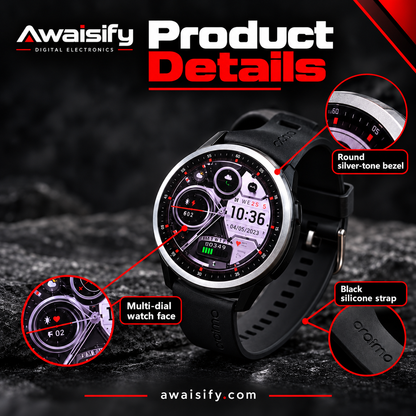 oraimo Watch 5R OSW-820 Smartwatch – 1.43″ AMOLED & Bluetooth Calling – Black