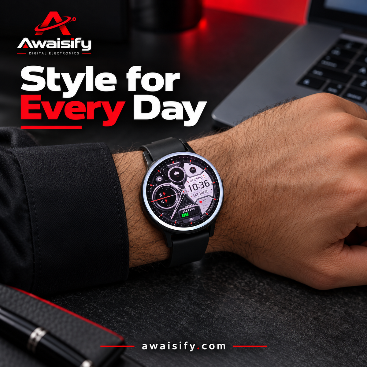 oraimo Watch 5R OSW-820 Smartwatch – 1.43″ AMOLED & Bluetooth Calling – Black