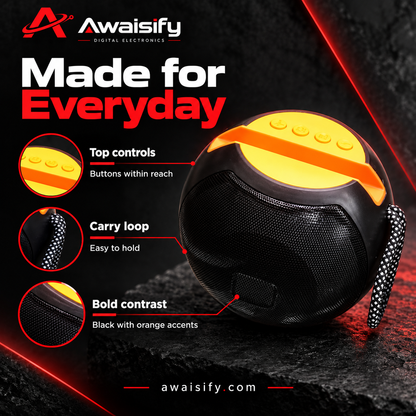 JK-P60 Portable Speaker with Phone Stand – Black & Orange