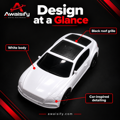 X-701 Car-Shaped Wireless Speaker – White with Black Detailing