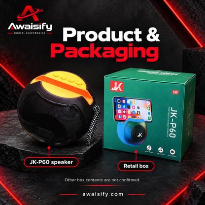 JK-P60 Portable Speaker with Phone Stand – Black & Orange