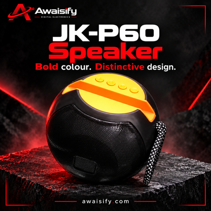 JK-P60 Portable Speaker with Phone Stand – Black & Orange