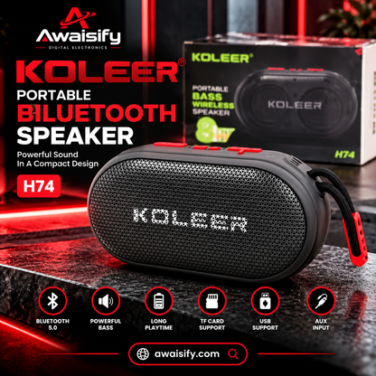 KOLEER H74 Portable Bluetooth Speaker – Compact Wireless Music Speaker with Carry Strap