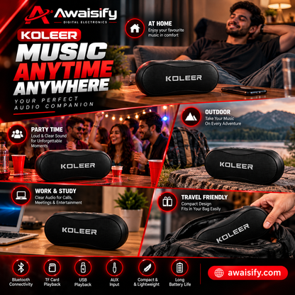 KOLEER Portable Wireless Bluetooth Speaker – Compact Mini Speaker, Black