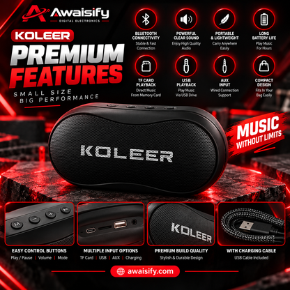 KOLEER Portable Wireless Bluetooth Speaker – Compact Mini Speaker, Black
