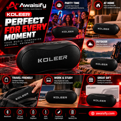 KOLEER Portable Wireless Bluetooth Speaker – Compact Mini Speaker, Black