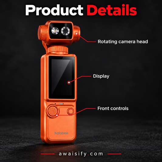 Kalobee Pocket3 Pro 4K Handheld Camera with Display – Orange