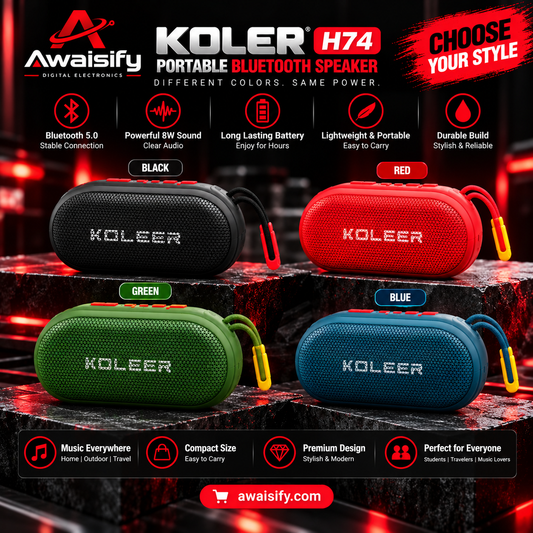 KOLEER H74 Portable Bluetooth Speaker – Compact Wireless Music Speaker with Carry Strap