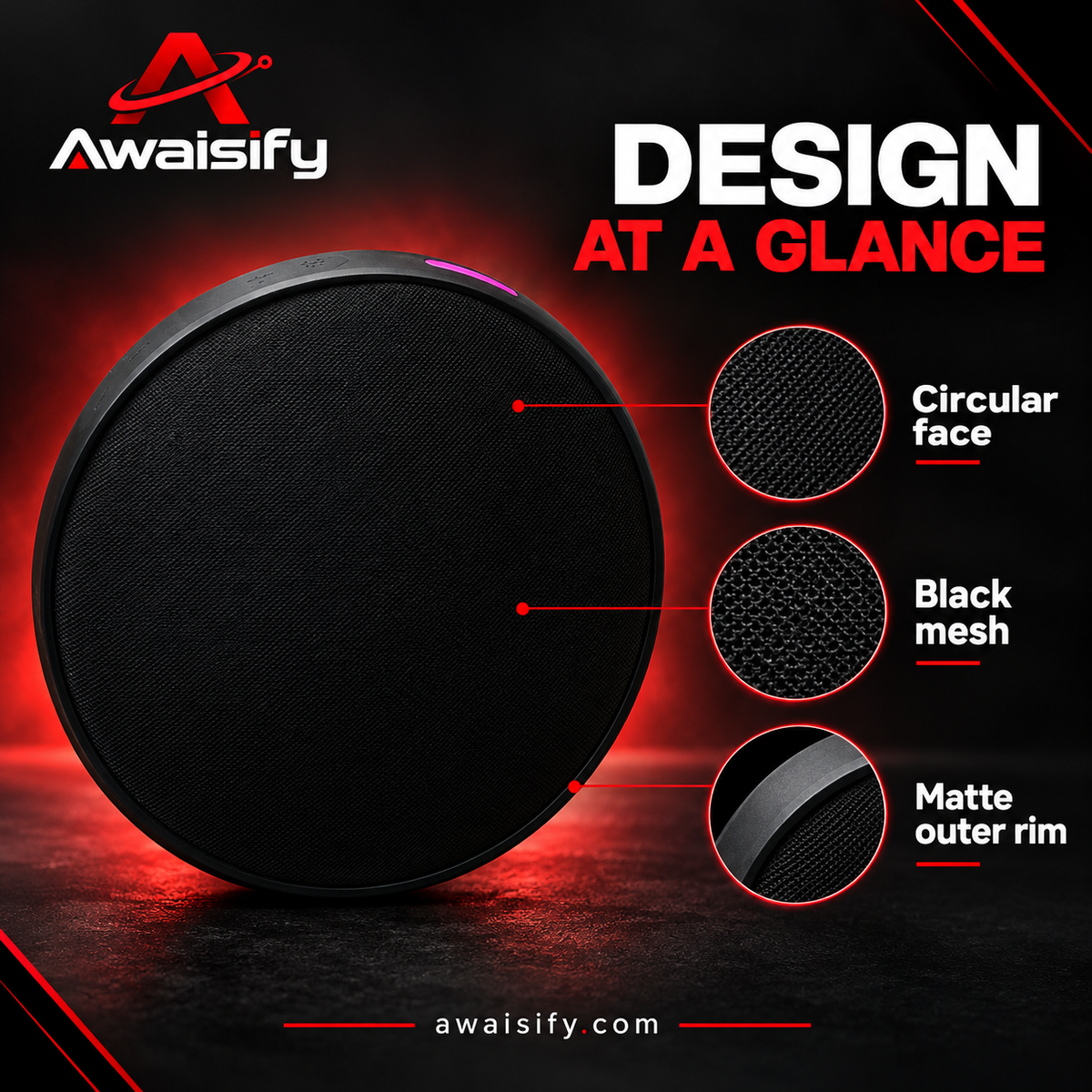 M26 Round Speaker – Black Mesh Design