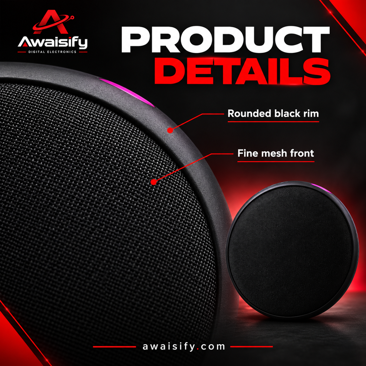 M26 Round Speaker – Black Mesh Design