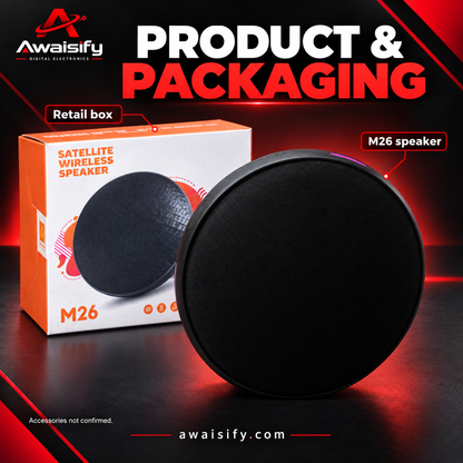 M26 Round Speaker – Black Mesh Design