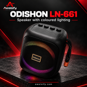 Odishon LN-661 Speaker with Coloured Lights & Carry Strap – Black