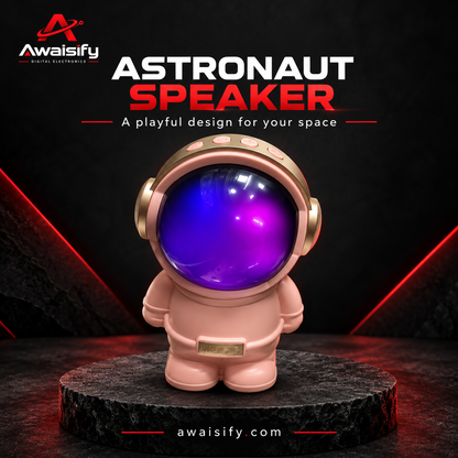 Pink Astronaut Wireless Speaker – Purple Visor & Desktop Design