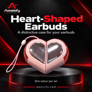 Heart-Shaped Earbuds with Reflective Charging Case – Pink, White, Purple & Black