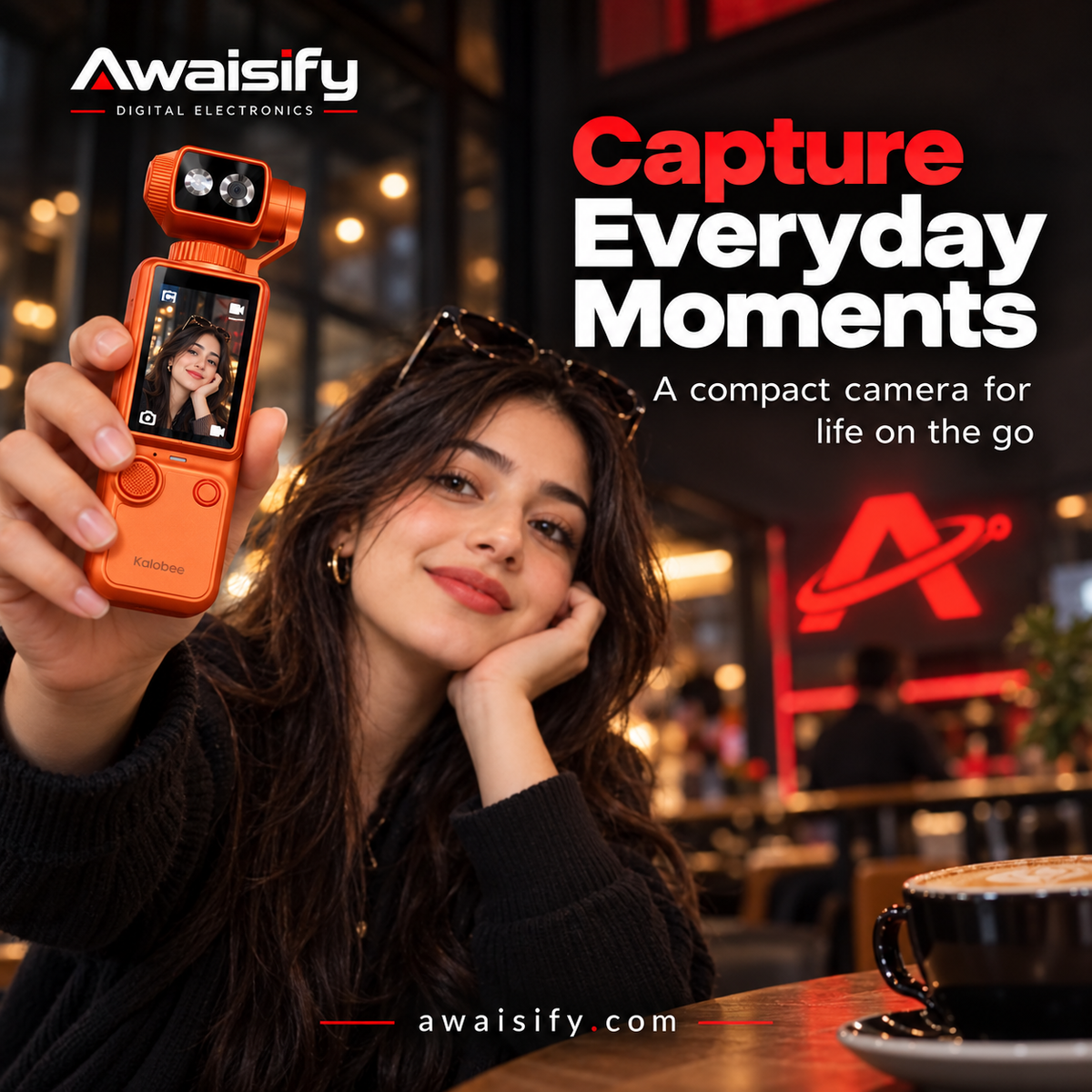 Kalobee Pocket3 Pro 4K Handheld Camera with Display – Orange