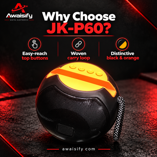 JK-P60 Portable Speaker with Phone Stand – Black & Orange