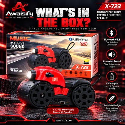 X-723 Motorcycle Shape Portable Bluetooth Speaker – 5W Wireless Music Speaker with Stylish Bike Design